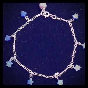 2/$20 Silver Charm Bracelet Navy Blue Stars & Bell
